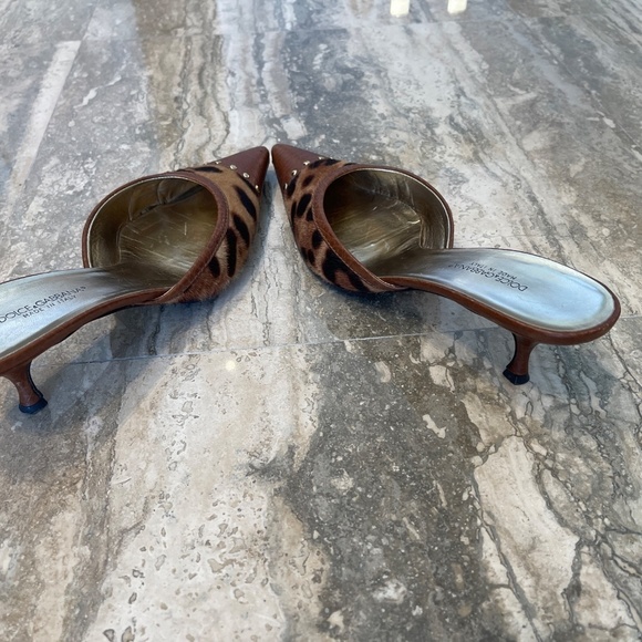 AUTHENTIC DOLCE GABBANA LEATHER LAOPARD MULES 38.5 - 8.5 - Picture 7 of 7